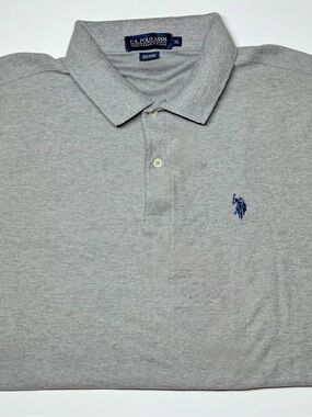 US Polo Assn Men’s XL Gray Performance Pique Polo Shirt Horse Logo